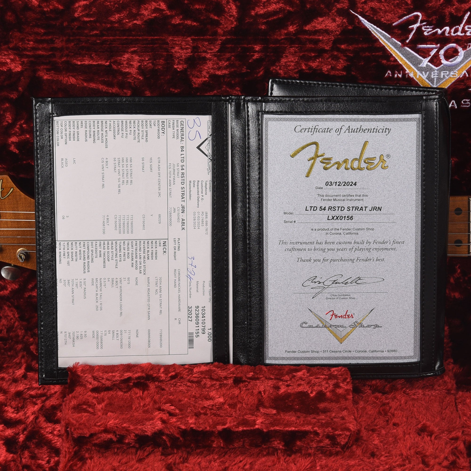Fender Custom Shop Limited Edition Roasted '54 Stratocaster Journeyman Relic Aged Black Electric Guitars / Solid Body