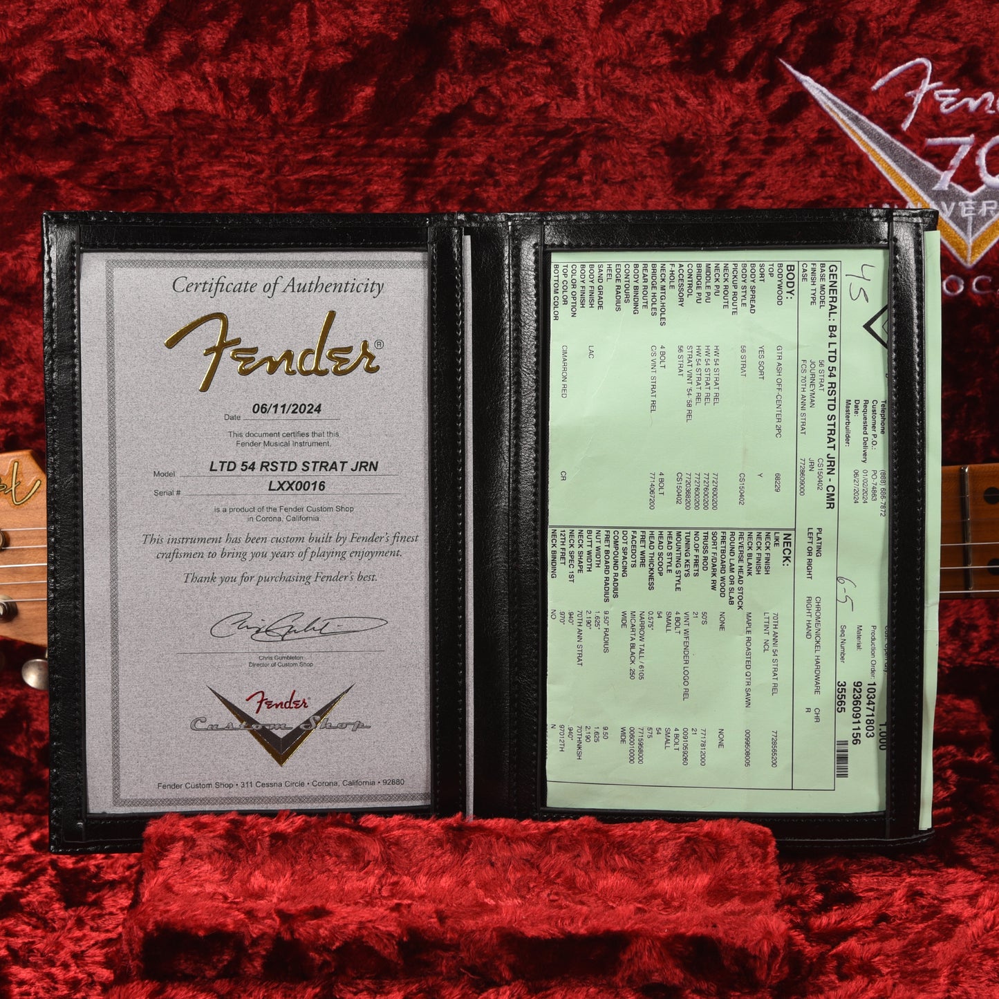 Fender Custom Shop Limited Edition Roasted '54 Stratocaster Journeyman Relic Cimarron Red Electric Guitars / Solid Body