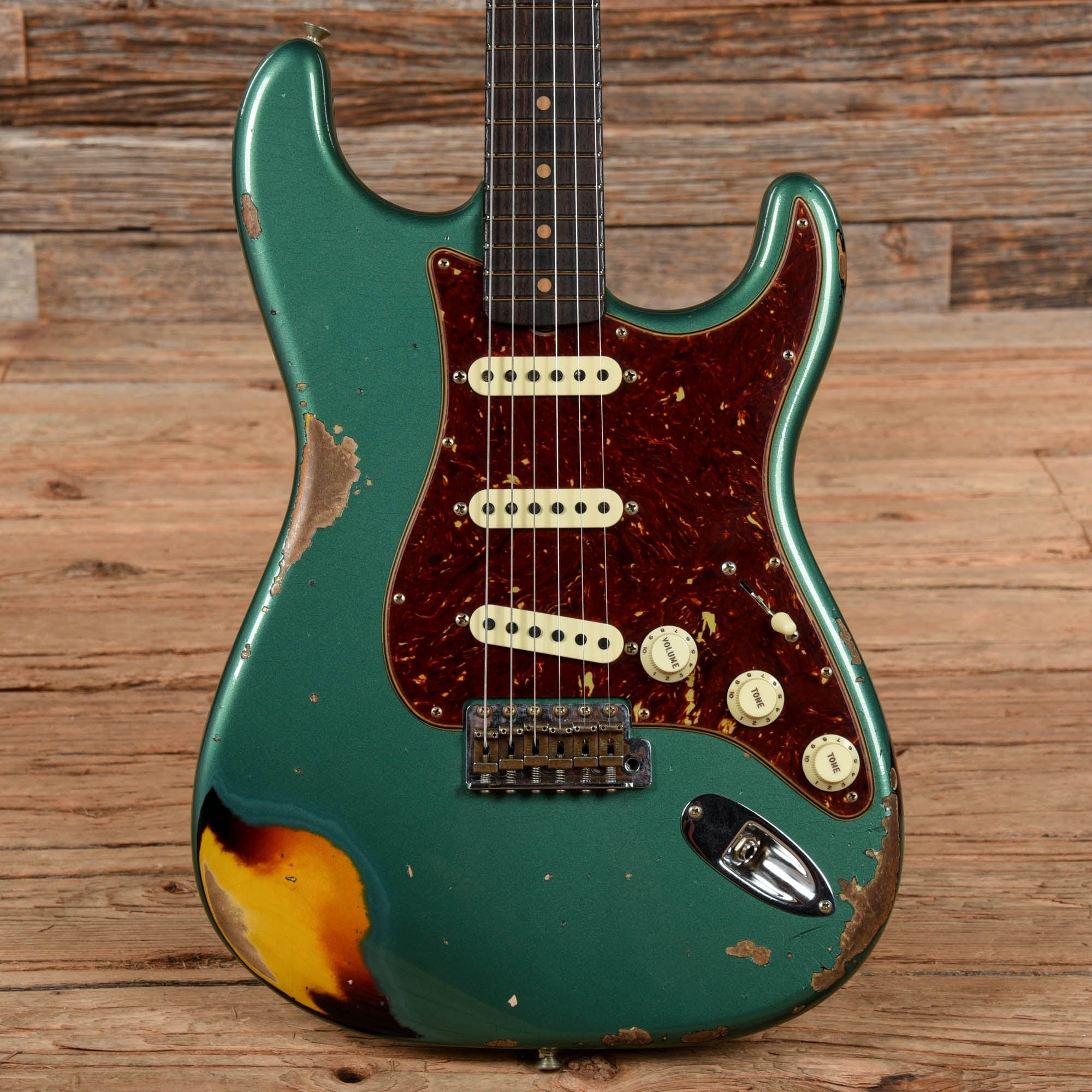 Fender Custom Shop Limited Edition Roasted 61 Stratocaster Super Heavy Relic Sherwood Green Over Sunburst 2023 Electric Guitars / Solid Body