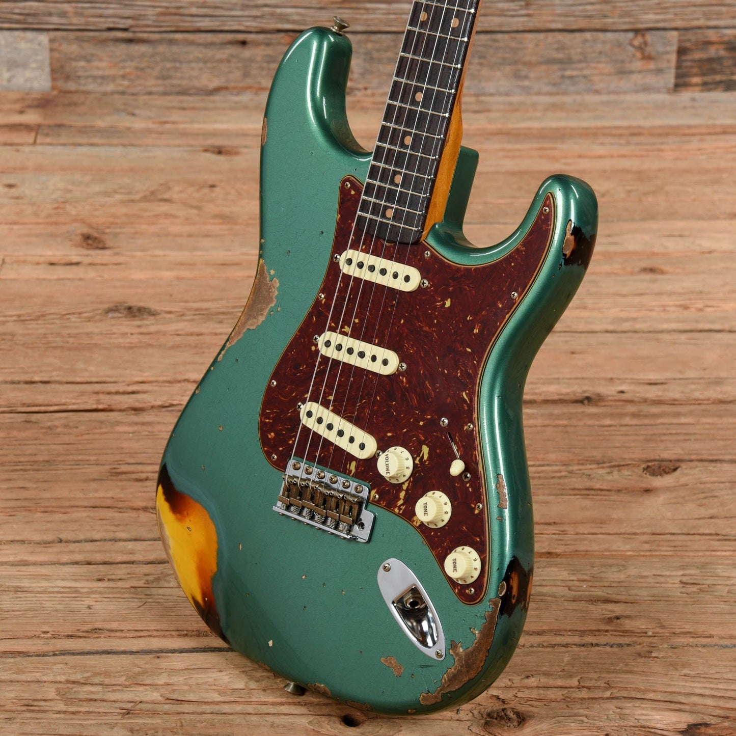 Fender Custom Shop Limited Edition Roasted 61 Stratocaster Super Heavy Relic Sherwood Green Over Sunburst 2023 Electric Guitars / Solid Body