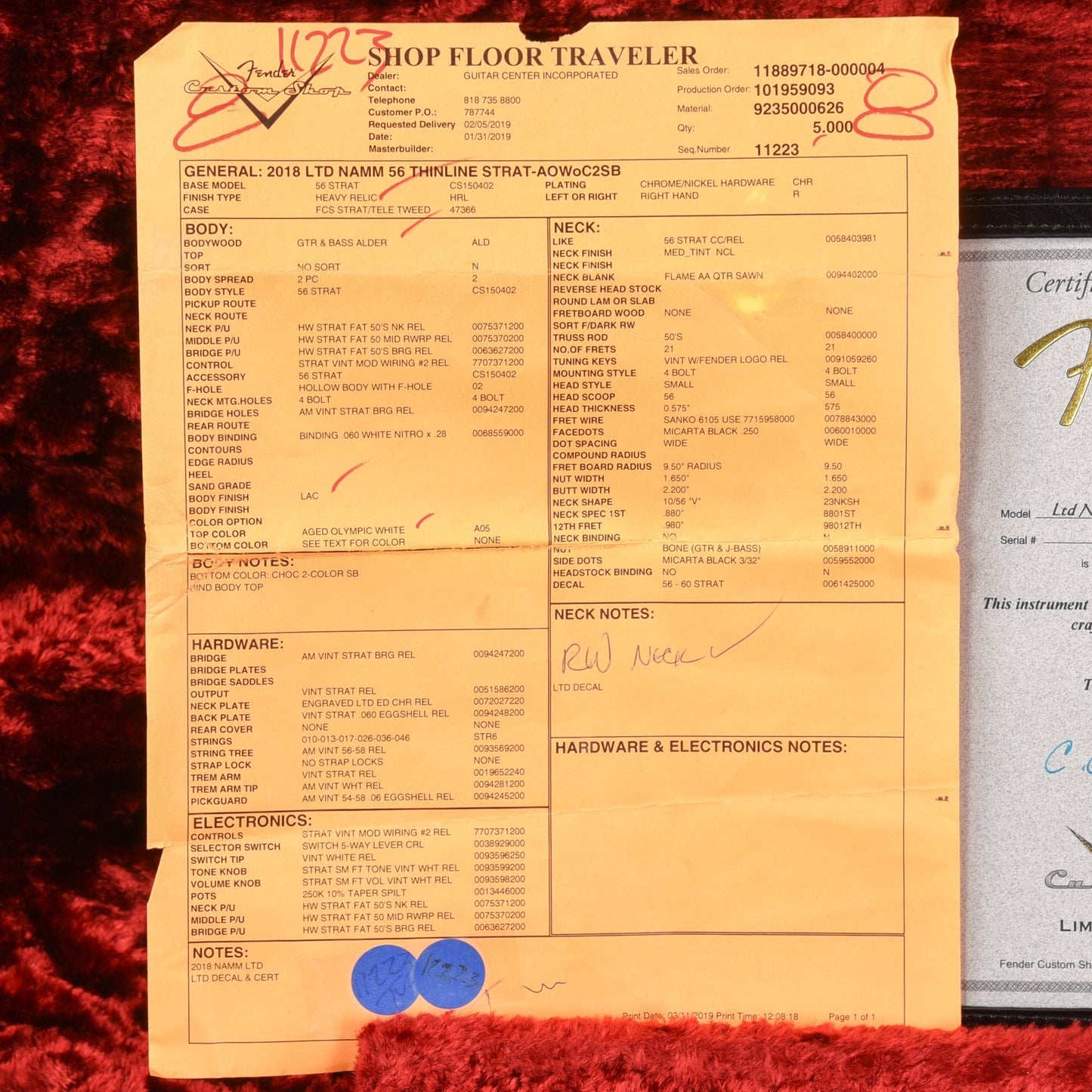 Fender Custom Shop NAMM LTD 56 Thinline Stratocaster Olympic White 2019 Electric Guitars / Solid Body