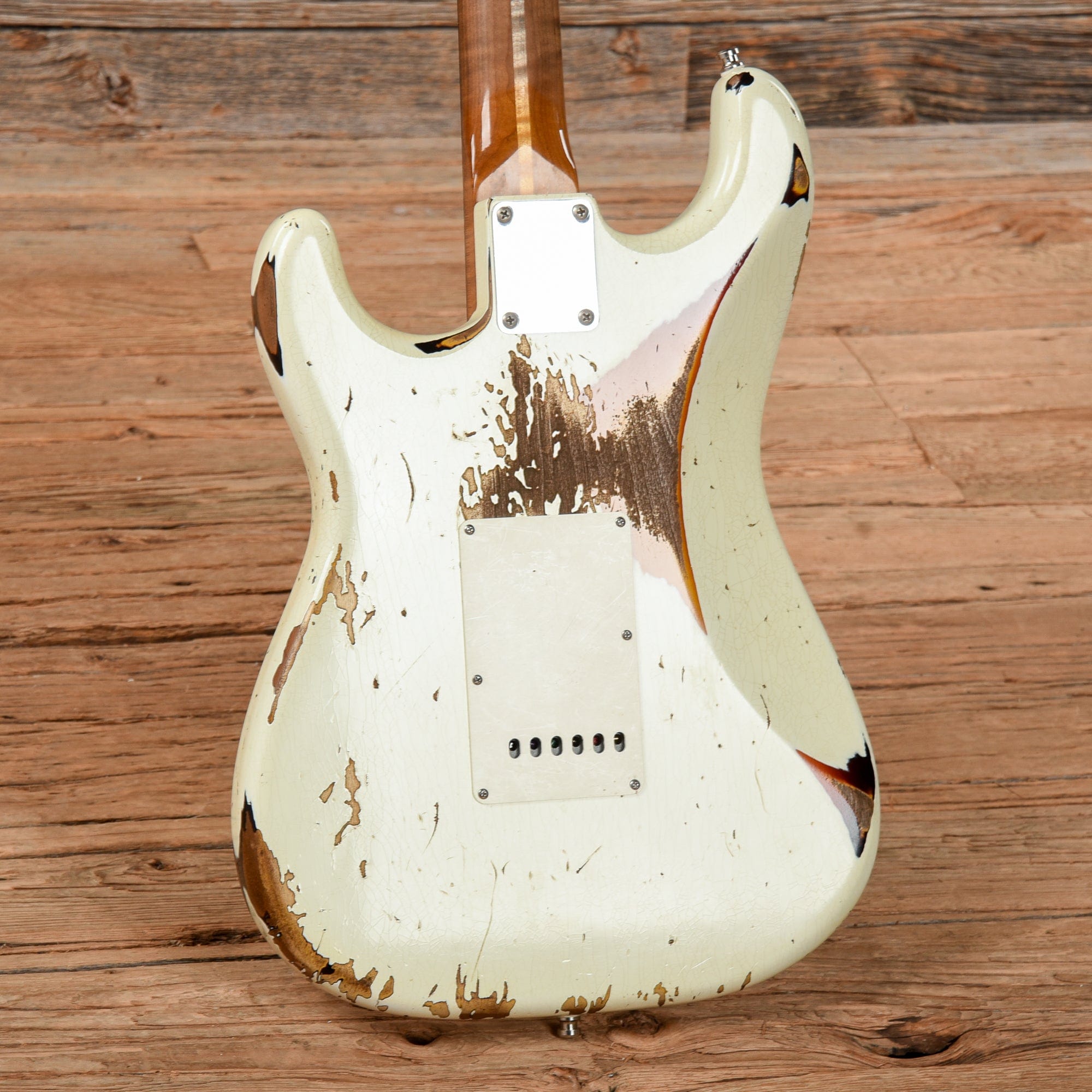 Fender Custom Shop Sweetwater Dealer Select Stratocaster Heavy Relic Olympic White Over Sunburst 2019 Electric Guitars / Solid Body