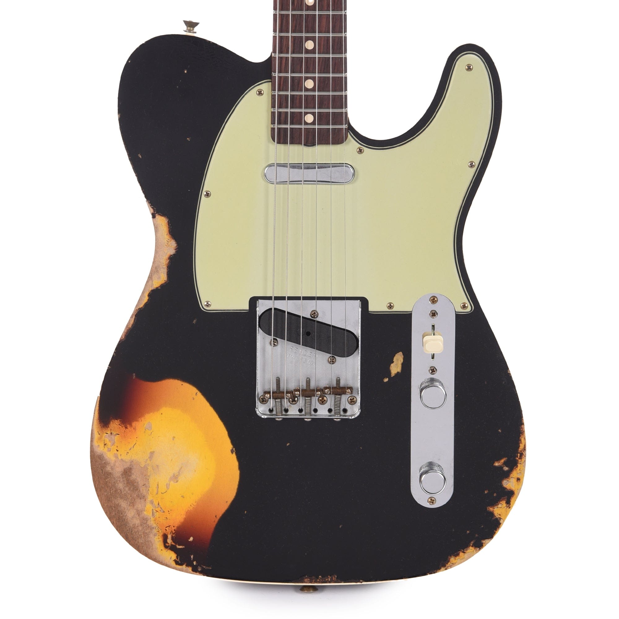 Fender Custom Shop Time Machine 1960 Telecaster Custom Heavy Relic RW Aged Black Over Chocolate 3-Color Sunburst Electric Guitars / Solid Body