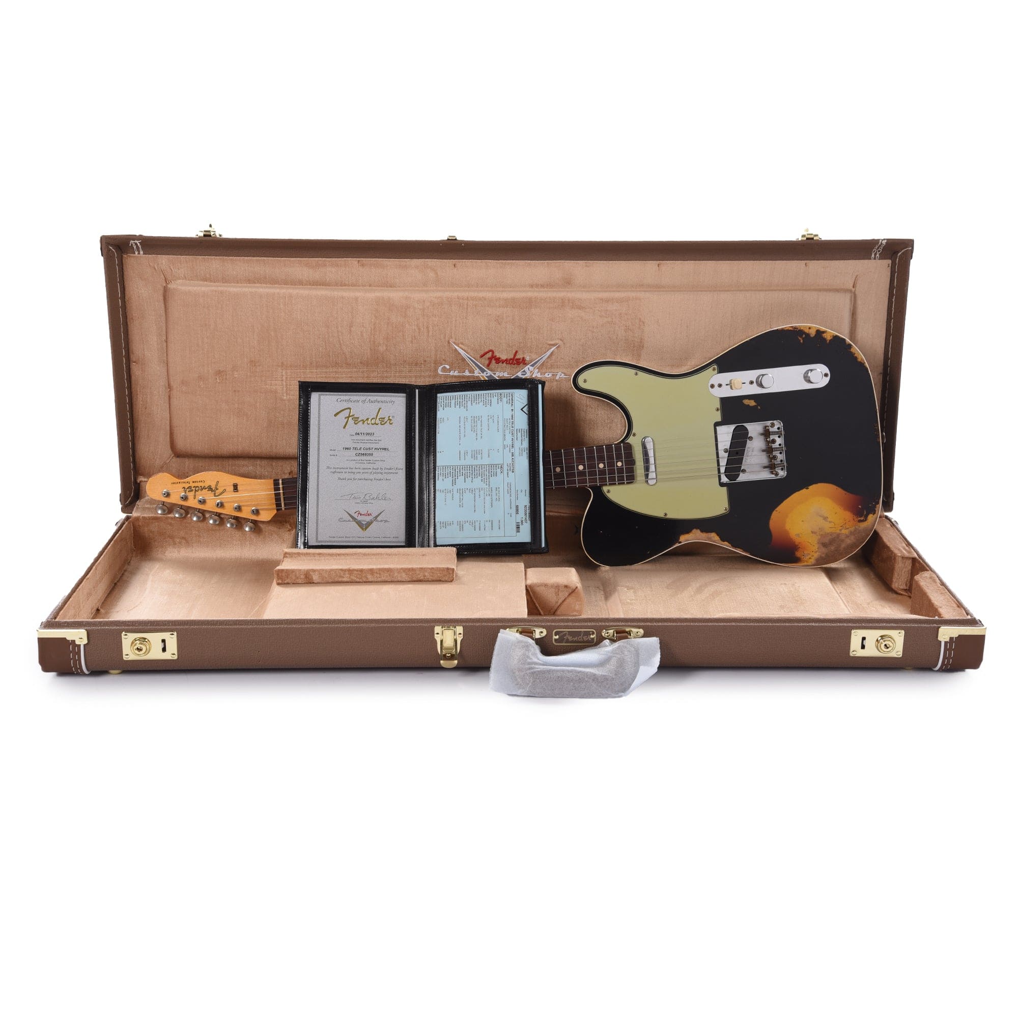 Fender Custom Shop Time Machine 1960 Telecaster Custom Heavy Relic RW Aged Black Over Chocolate 3-Color Sunburst Electric Guitars / Solid Body