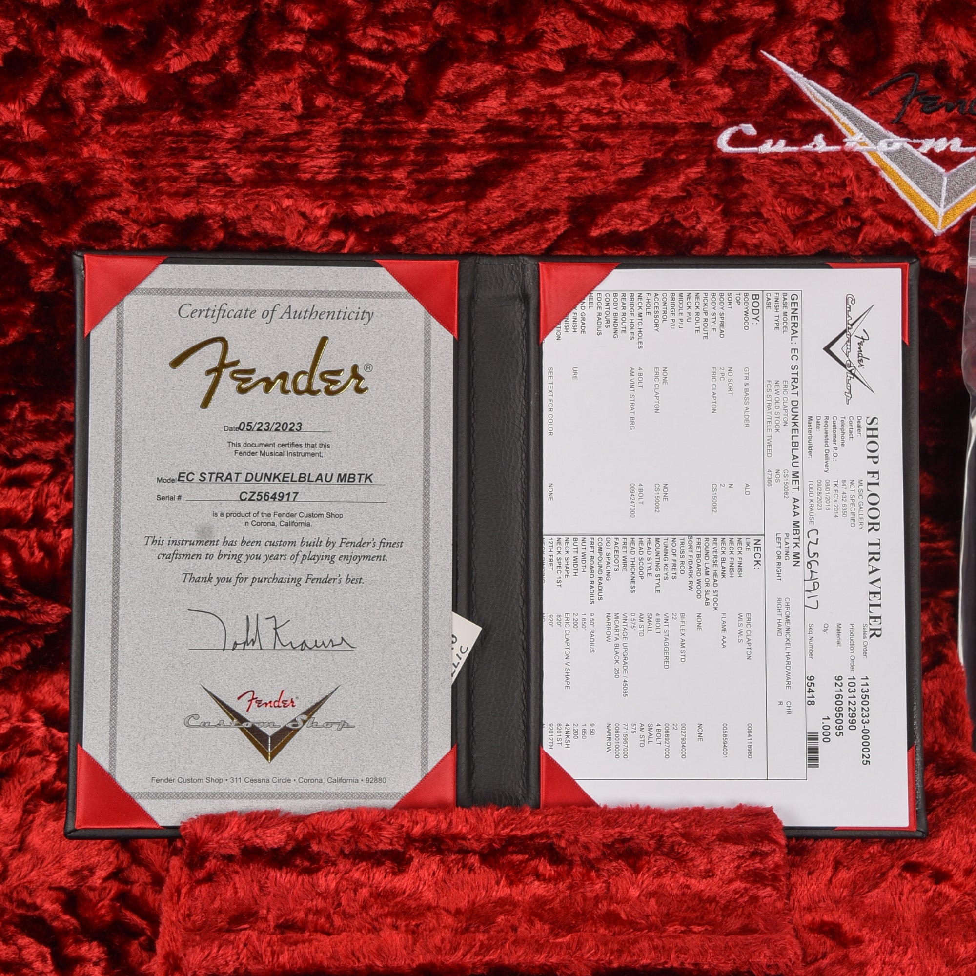 Fender Custom Shop Todd Krause Masterbuilt Eric Clapton Stratocaster Dunkelblau Metallic 2023 Electric Guitars / Solid Body