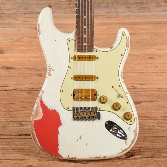 Fender Custom Shop White Lightning 2.0 Stratocaster Heavy Relic Aged Olympic White Over Fiesta Red 2022 Electric Guitars / Solid Body