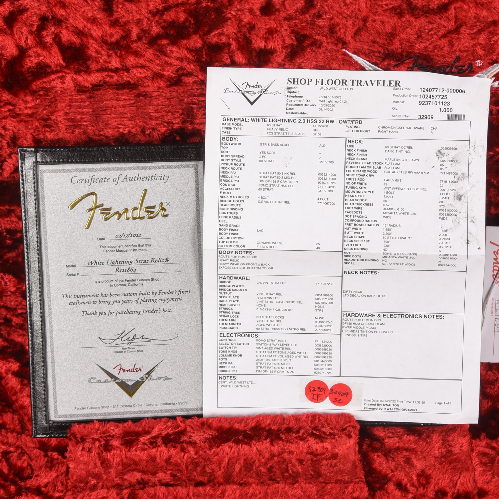 Fender Custom Shop White Lightning 2.0 Stratocaster Heavy Relic Aged Olympic White Over Fiesta Red 2022 Electric Guitars / Solid Body