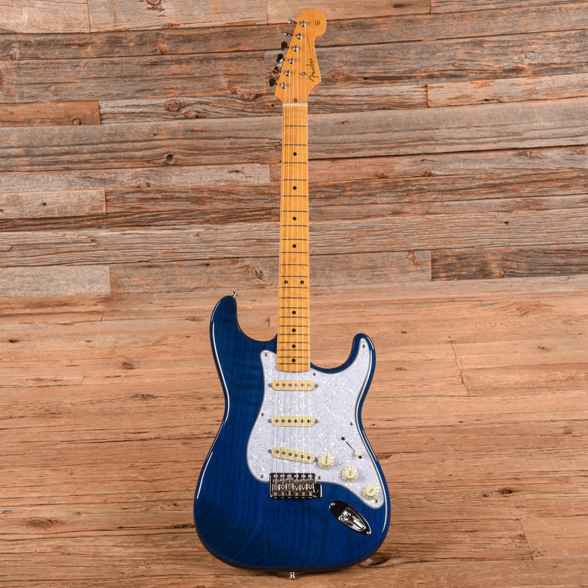 ギター Fender MIJ Traditional 58 Stratocaster Fender MIJ Traditional '58 Stratocaster Sapphire Blue Transparent