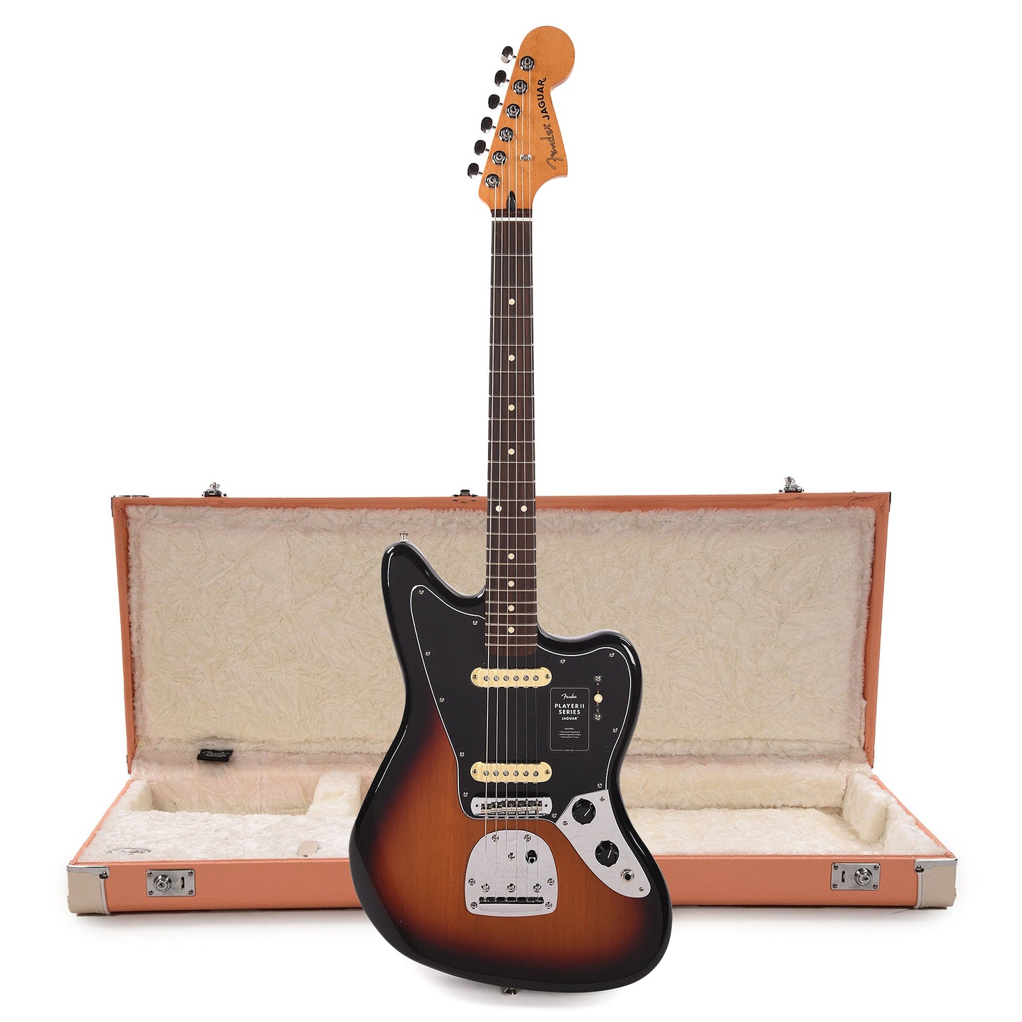Fender Player II Jaguar RW 3-Color Sunburst and Pacific Peach Hardshell Case Bundle Electric Guitars / Solid Body