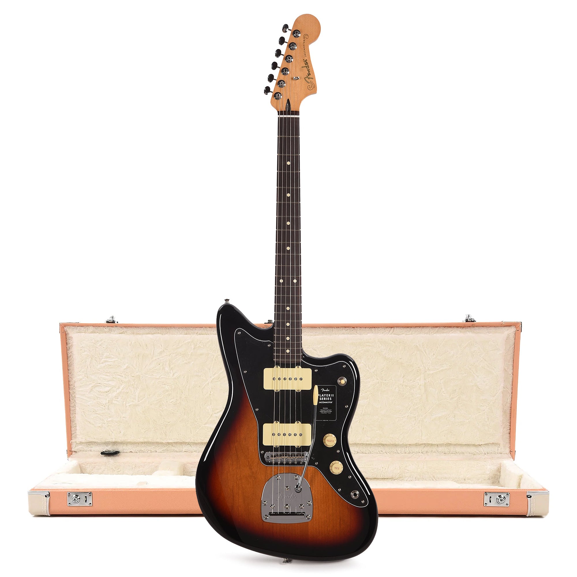 Fender Player II Jazzmaster RW 3-Color Sunburst and Pacific Peach Hardshell Case Bundle Electric Guitars / Solid Body