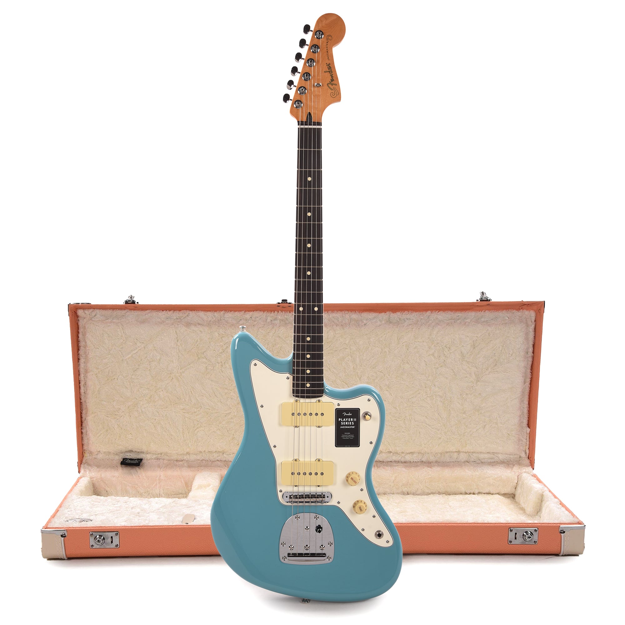 Fender Player II Jazzmaster RW Aquatone Blue and Pacific Peach Hardshell Case Bundle Electric Guitars / Solid Body