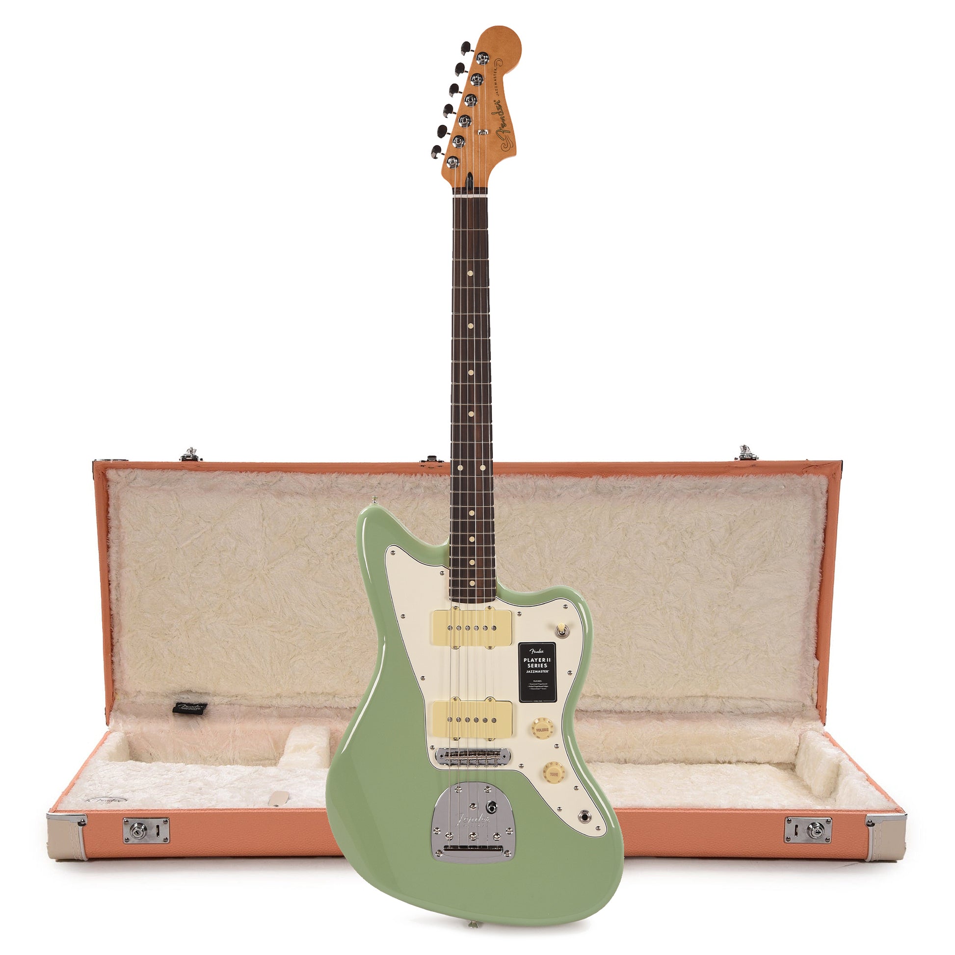 Fender Player II Jazzmaster RW Birch Green and Pacific Peach Hardshell Case Bundle Electric Guitars / Solid Body