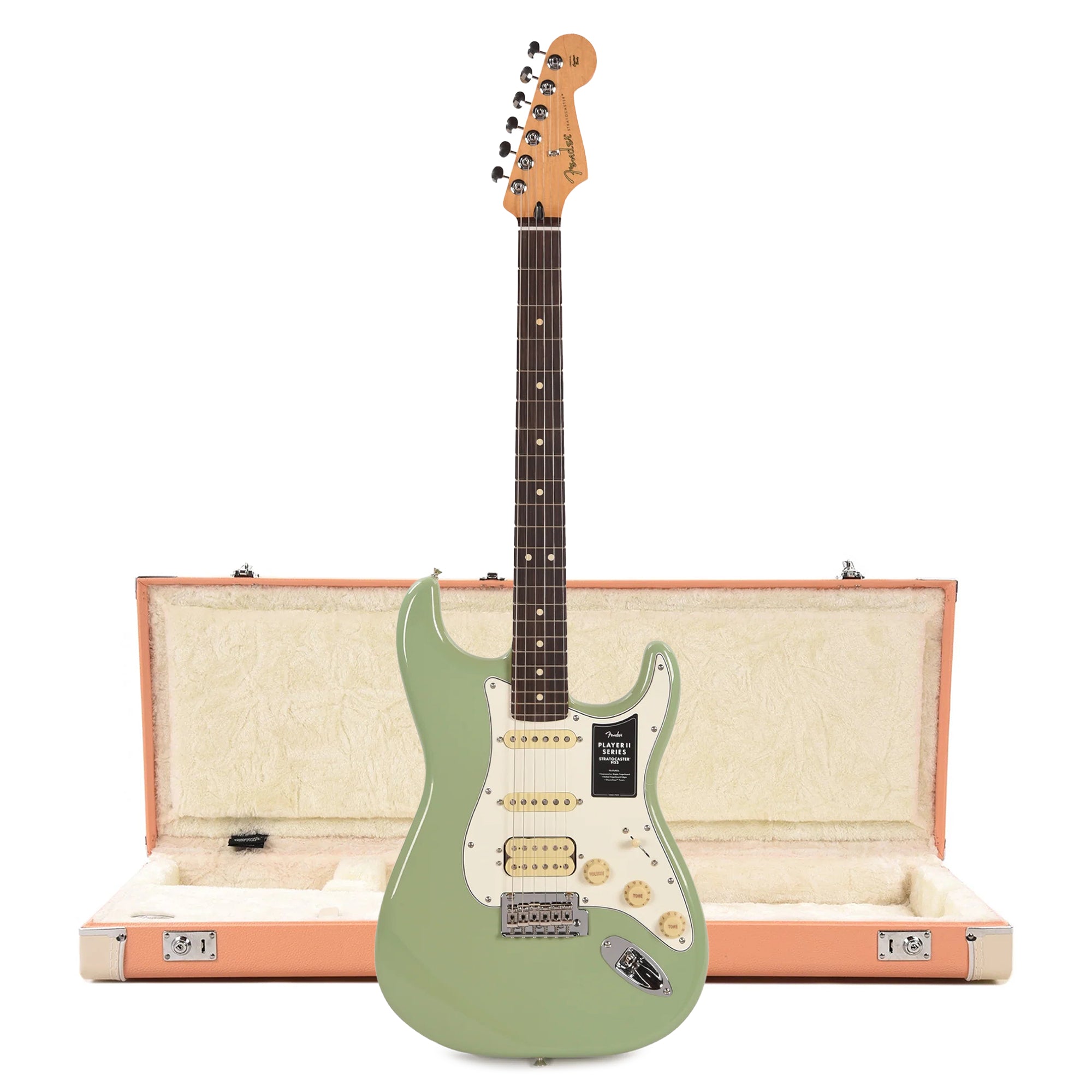Fender Player II Stratocaster HSS RW Birch Green and Pacific Peach Hardshell Case Bundle Electric Guitars / Solid Body