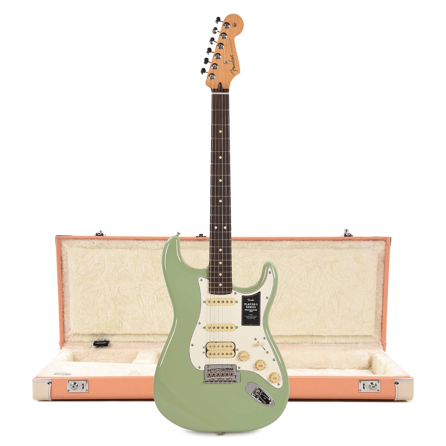 Fender Player II Stratocaster HSS RW Birch Green and Pacific Peach Hardshell Case Bundle Electric Guitars / Solid Body