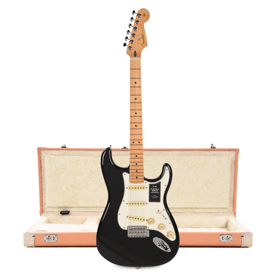 Fender Player II Stratocaster MN Black and Pacific Peach Hardshell Case Bundle Electric Guitars / Solid Body