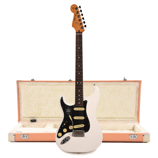 Fender Player II Stratocaster RW Polar White LEFTY and Pacific Peach Hardshell Case Bundle Electric Guitars / Solid Body