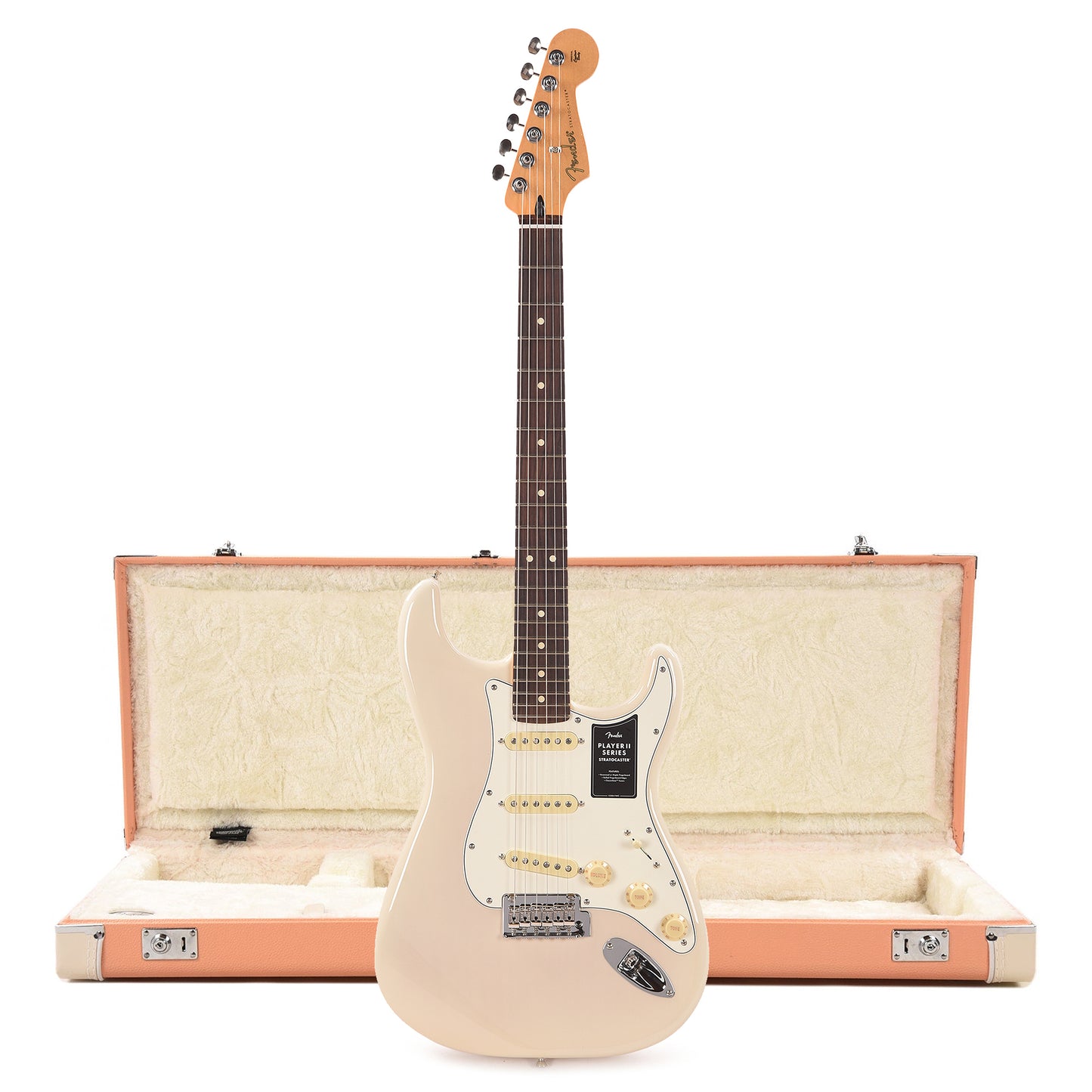 Fender Player II Stratocaster RW White Blonde and Pacific Peach Hardshell Case Bundle Electric Guitars / Solid Body
