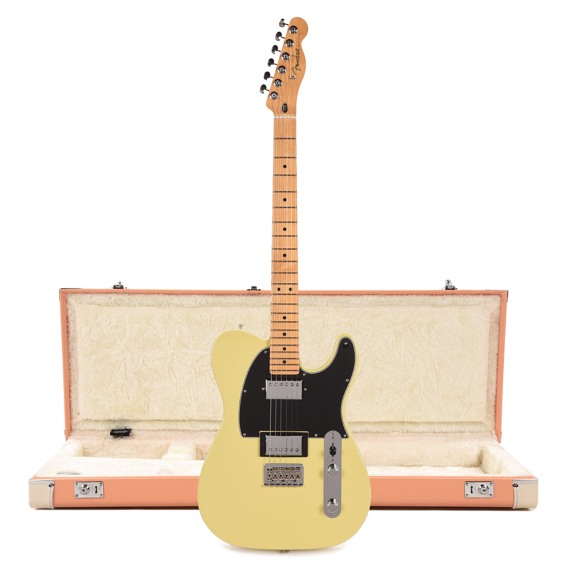 Fender Player II Telecaster HH MN Hialeah Yellow and Pacific Peach Hardshell Case Bundle Electric Guitars / Solid Body