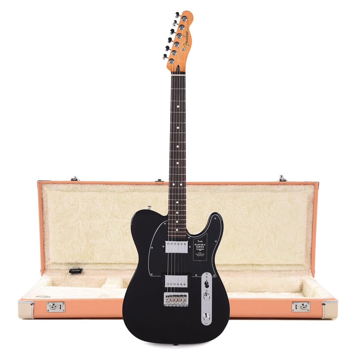 Fender Player II Telecaster HH RW Black and Pacific Peach Hardshell Case Bundle Electric Guitars / Solid Body