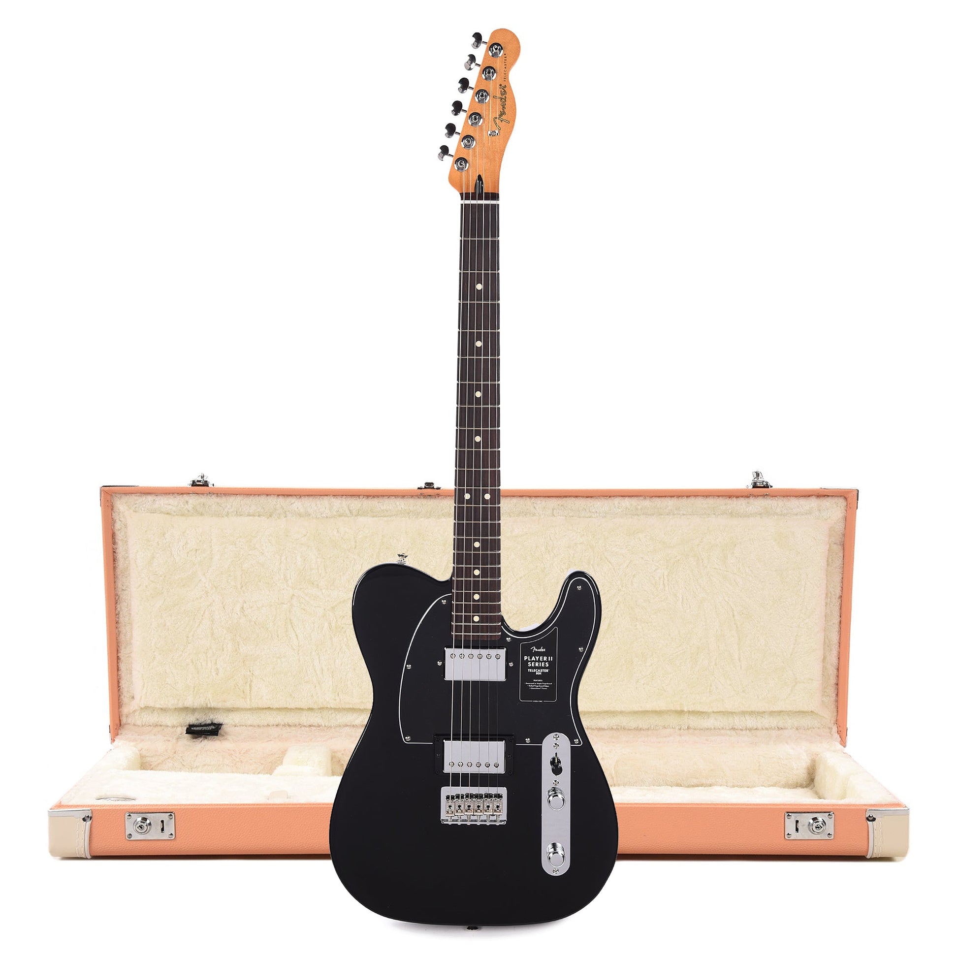 Fender Player II Telecaster HH RW Black and Pacific Peach Hardshell Case Bundle Electric Guitars / Solid Body