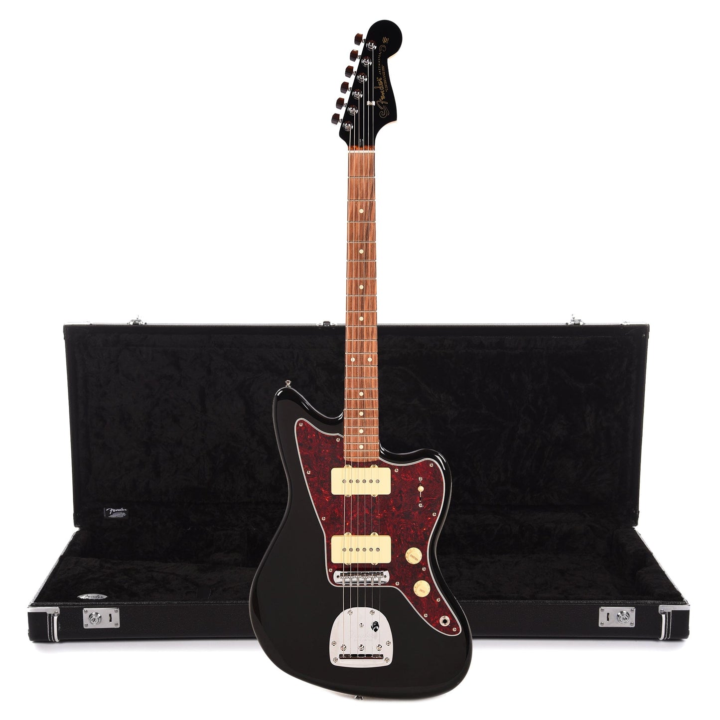 Fender Player Jazzmaster Black w/Matching Headcap, Pure Vintage '65 Pickups, & Series/Parallel 4-Way and Hardshell Case Bundle Electric Guitars / Solid Body