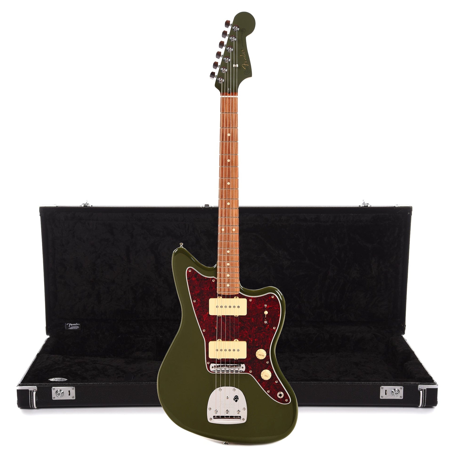 Fender Player Jazzmaster Olive w/Matching Headcap, Pure Vintage '65 Pickups, & Series/Parallel 4-Way and Hardshell Case Bundle Electric Guitars / Solid Body
