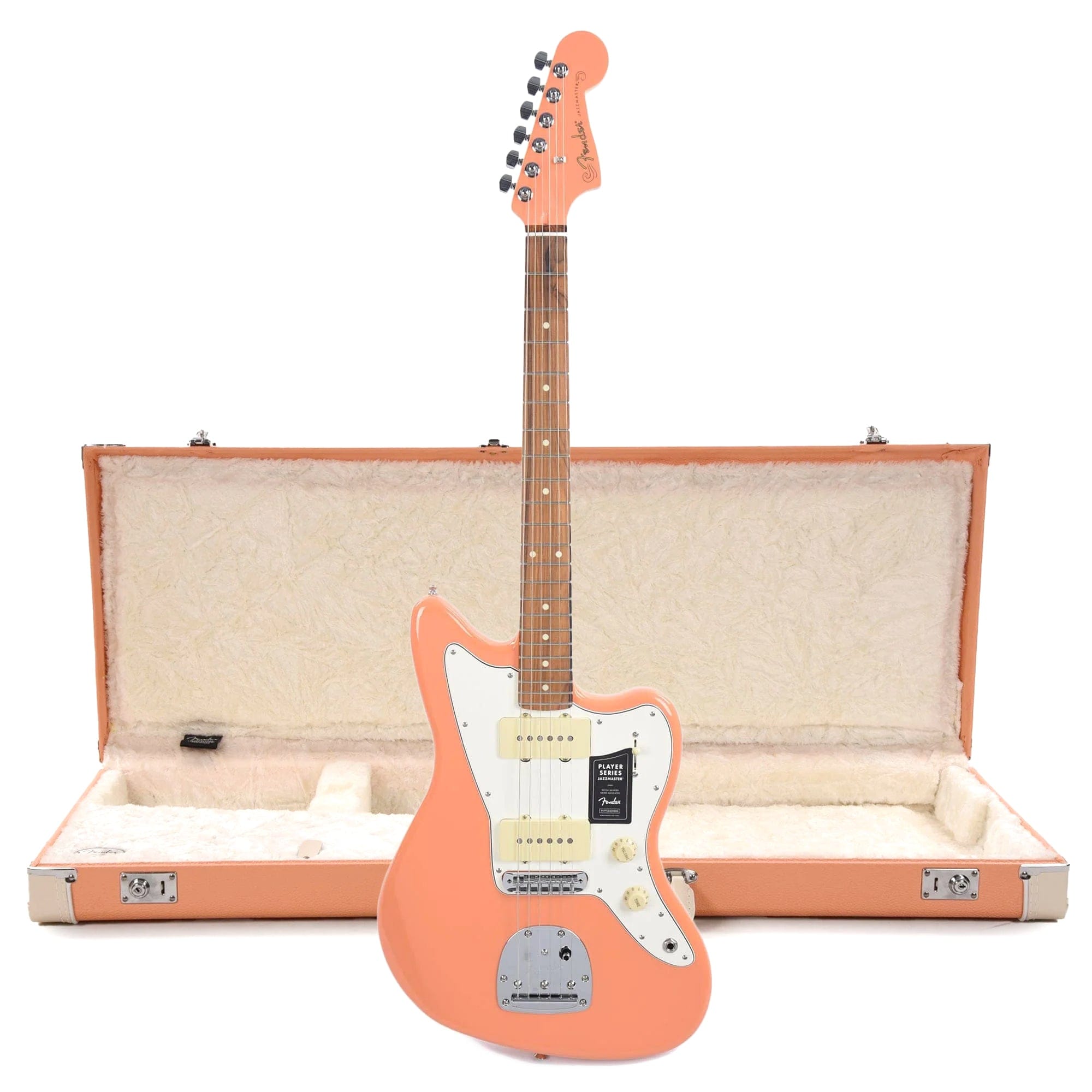 Fender Player Jazzmaster Pacific Peach w/Matching Headcap, Pure Vintage '65 Pickups, & Series/Parallel 4-Way and Pacific Peach Hardshell Case Bundle Electric Guitars / Solid Body