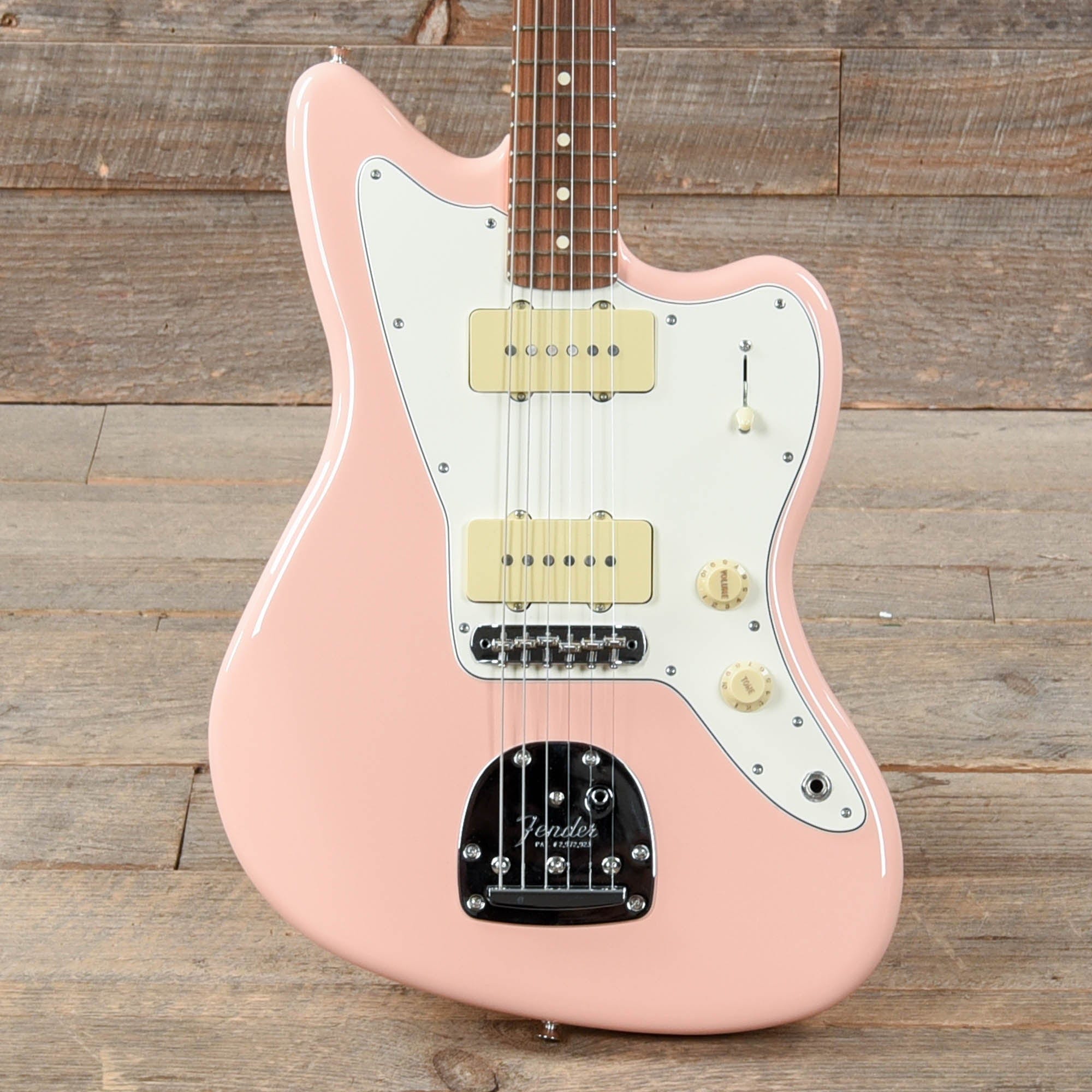 Shell Pink Fender Model Fender Player Jazzmaster Shell Pink w/Olympic White Headcap, Pure Vint ...
