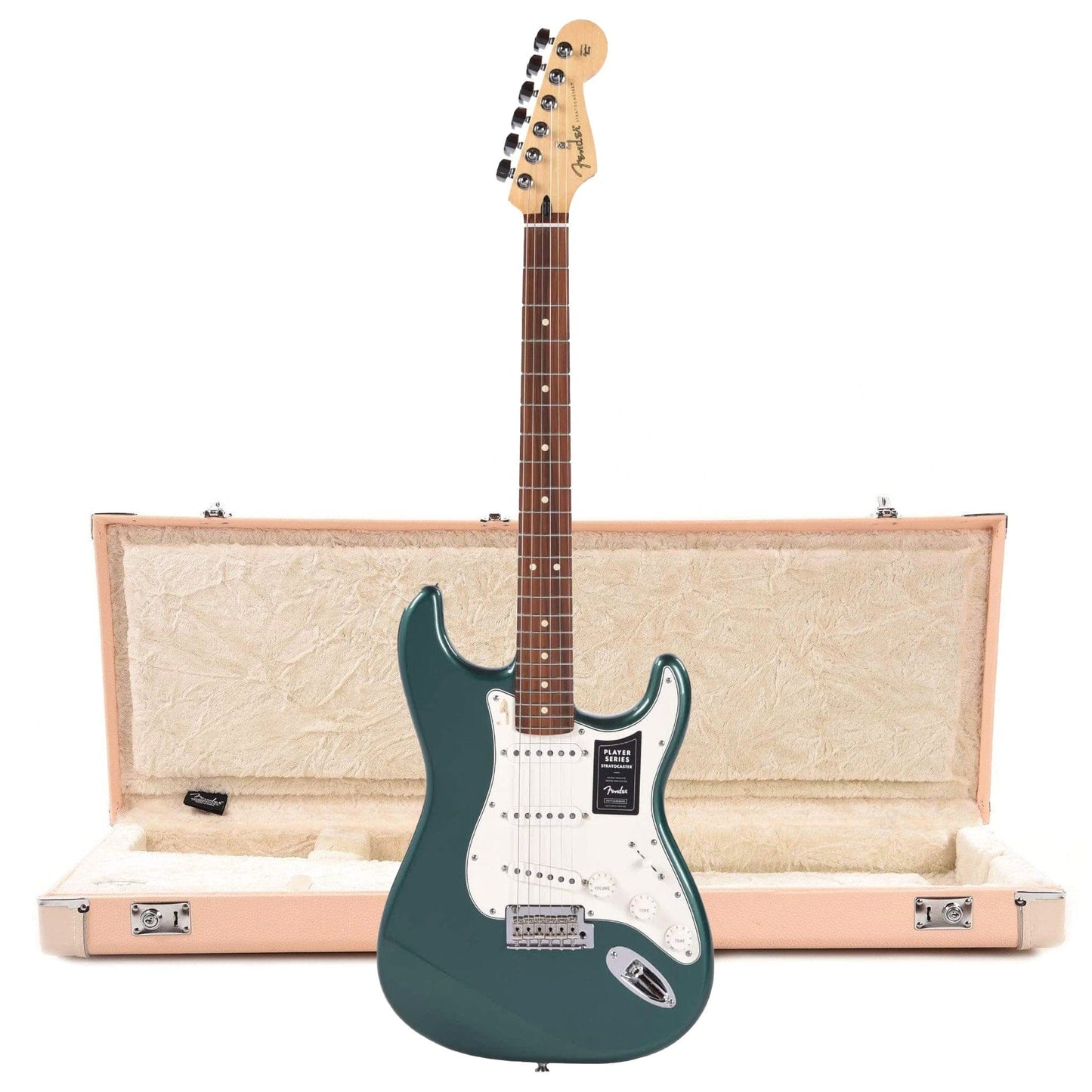 Fender Player Stratocaster Sherwood Green Metallic and Shell Pink Hardshell Case Bundle Electric Guitars / Solid Body