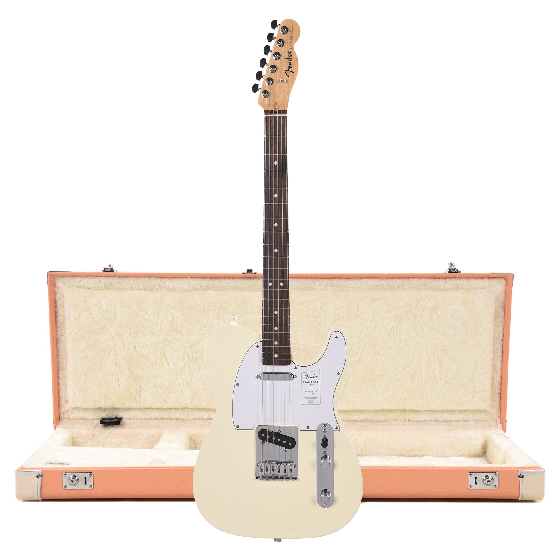Fender Standard Telecaster LRL Olympic White and Pacific Peach Hardshell Case Bundle Electric Guitars / Solid Body