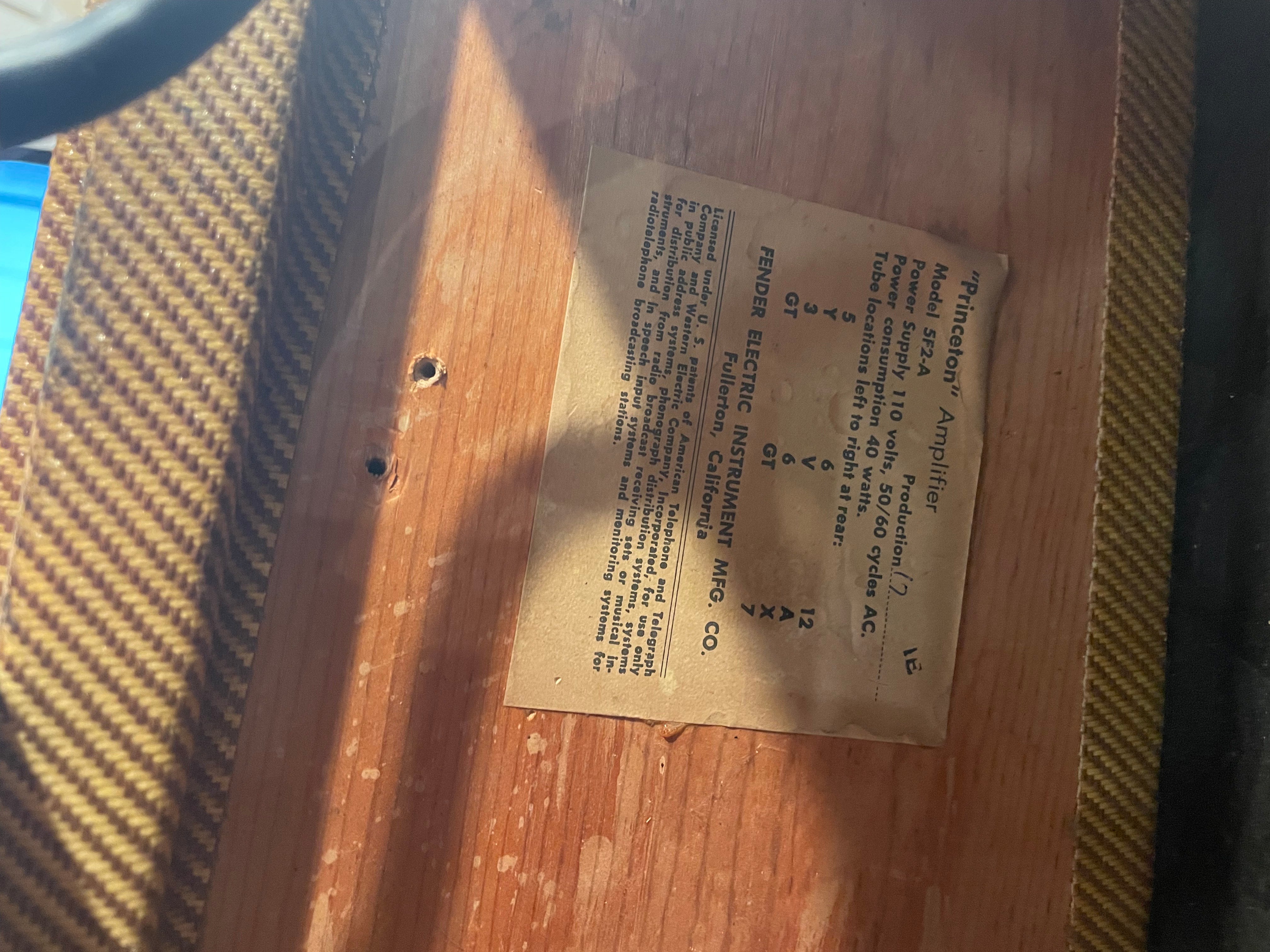 Fender Princeton Tweed SF2A  1959