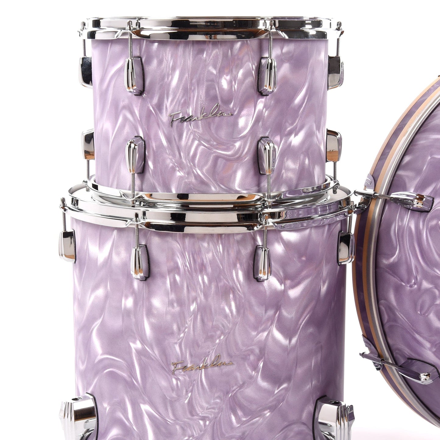 Franklin Drum Co. 13/16/24 3pc. Mahogany Drum Kit Lavender Satin Flame Drums and Percussion / Acoustic Drums / Full Acoustic Kits
