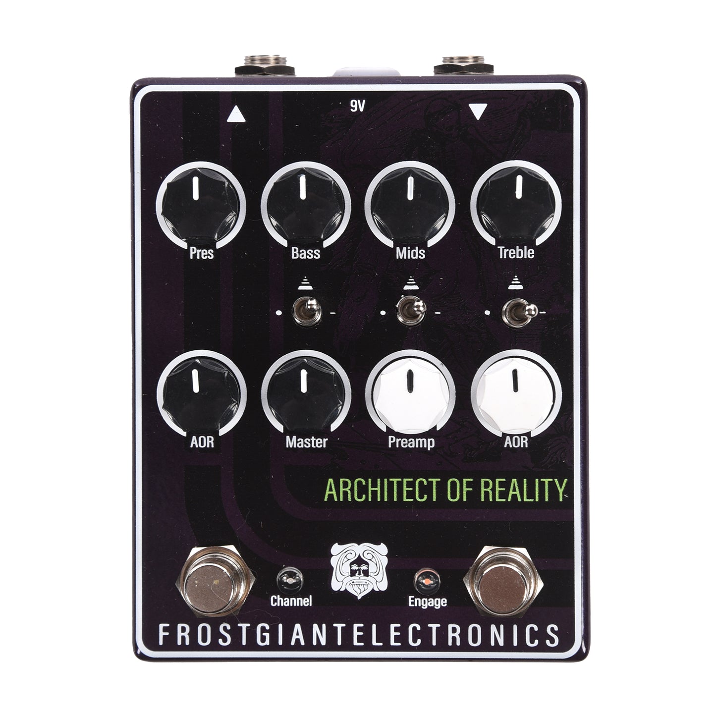 Frost Giant Electronics Architect of Reality Dual Channel Preamp Pedal Purple & White Effects and Pedals / Overdrive and Boost