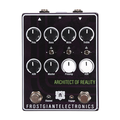 Frost Giant Electronics Architect of Reality Dual Channel Preamp Pedal Purple & White Effects and Pedals / Overdrive and Boost