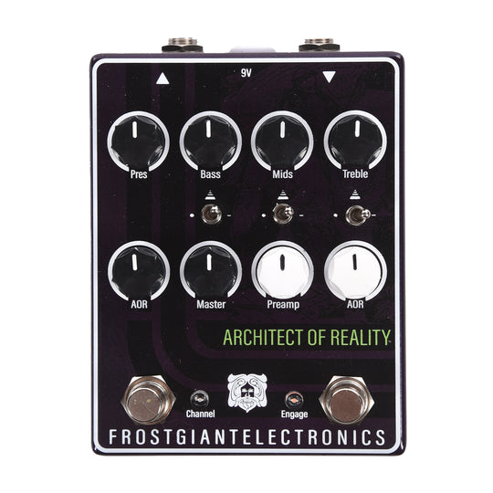 Frost Giant Electronics Architect of Reality Dual Channel Preamp Pedal Purple & White Effects and Pedals / Overdrive and Boost