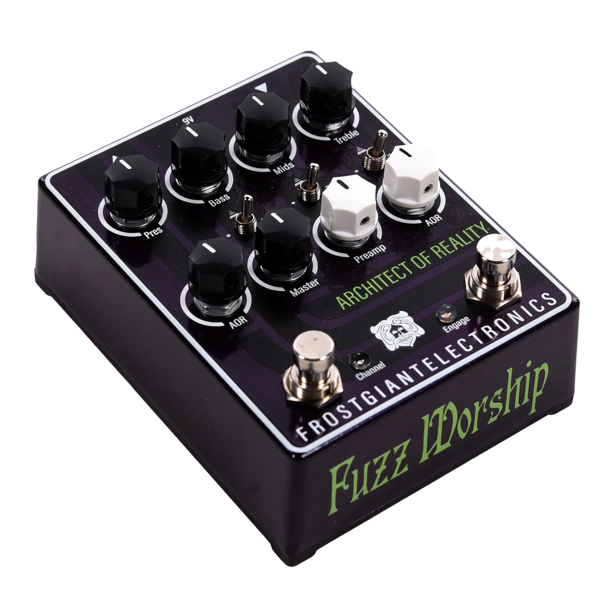 Frost Giant Electronics Architect of Reality Dual Channel Preamp Pedal Purple & White Effects and Pedals / Overdrive and Boost
