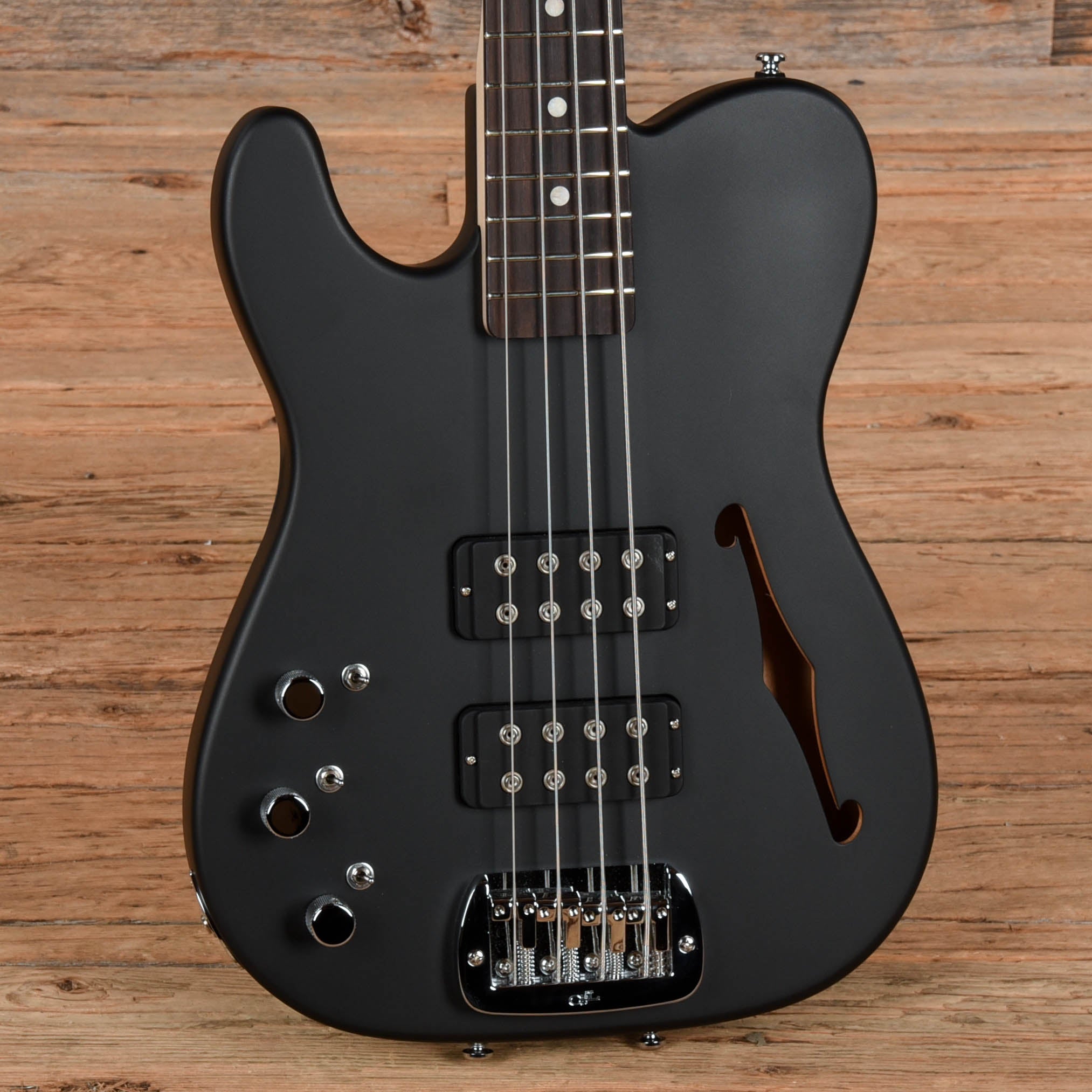 G&L USA ASAT Bass Semi-Hollow Satin Black  LEFTY Bass Guitars / 4-String