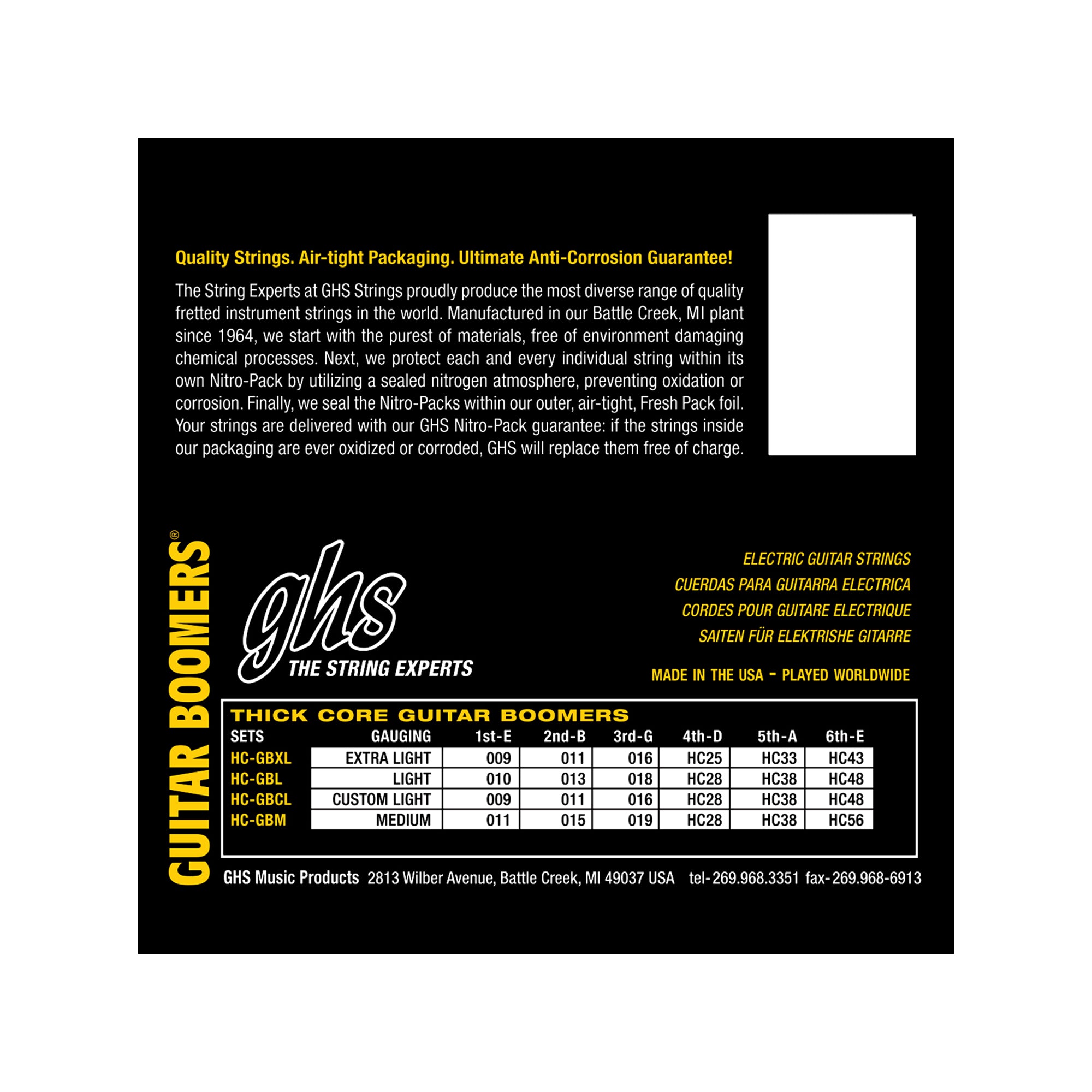 GHS HC-GBL Thick Core Boomers 10-48 Light Accessories / Strings / Guitar Strings