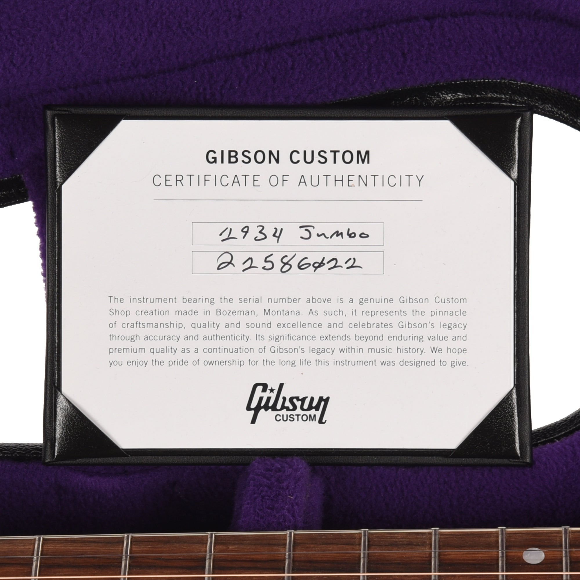 Gibson Custom Shop Historic Reissue 1934 Jumbo Vintage Sunburst Acoustic Guitars