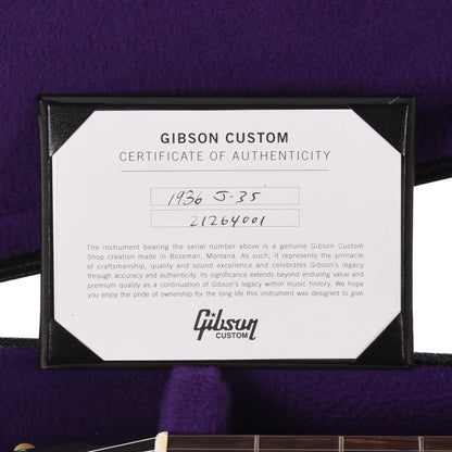 Gibson Custom Shop Historic Reissue 1936 J-35 Vintage Sunburst Acoustic Guitars / Jumbo