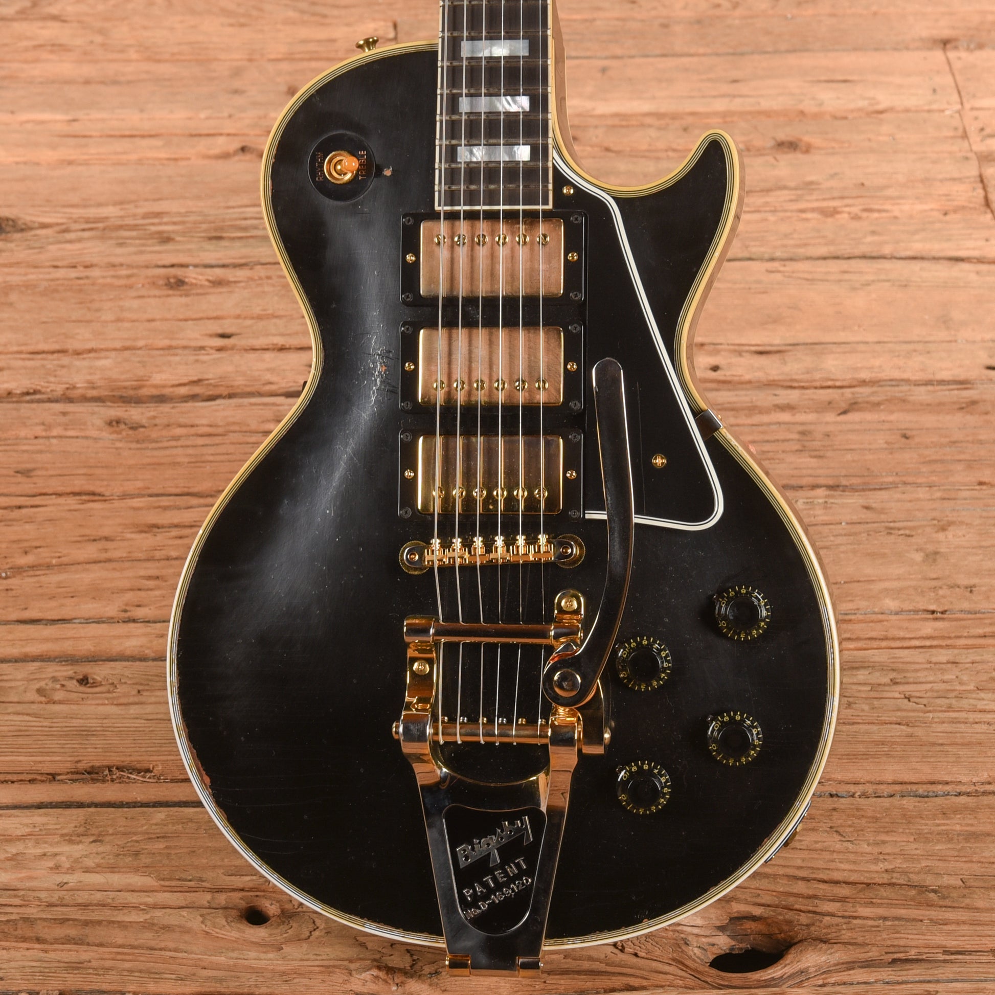 Gibson Custom 1957 Les Paul Custom 3-Pickup Bigsby Murphy Lab Light Aged Ebony 2023 Electric Guitars