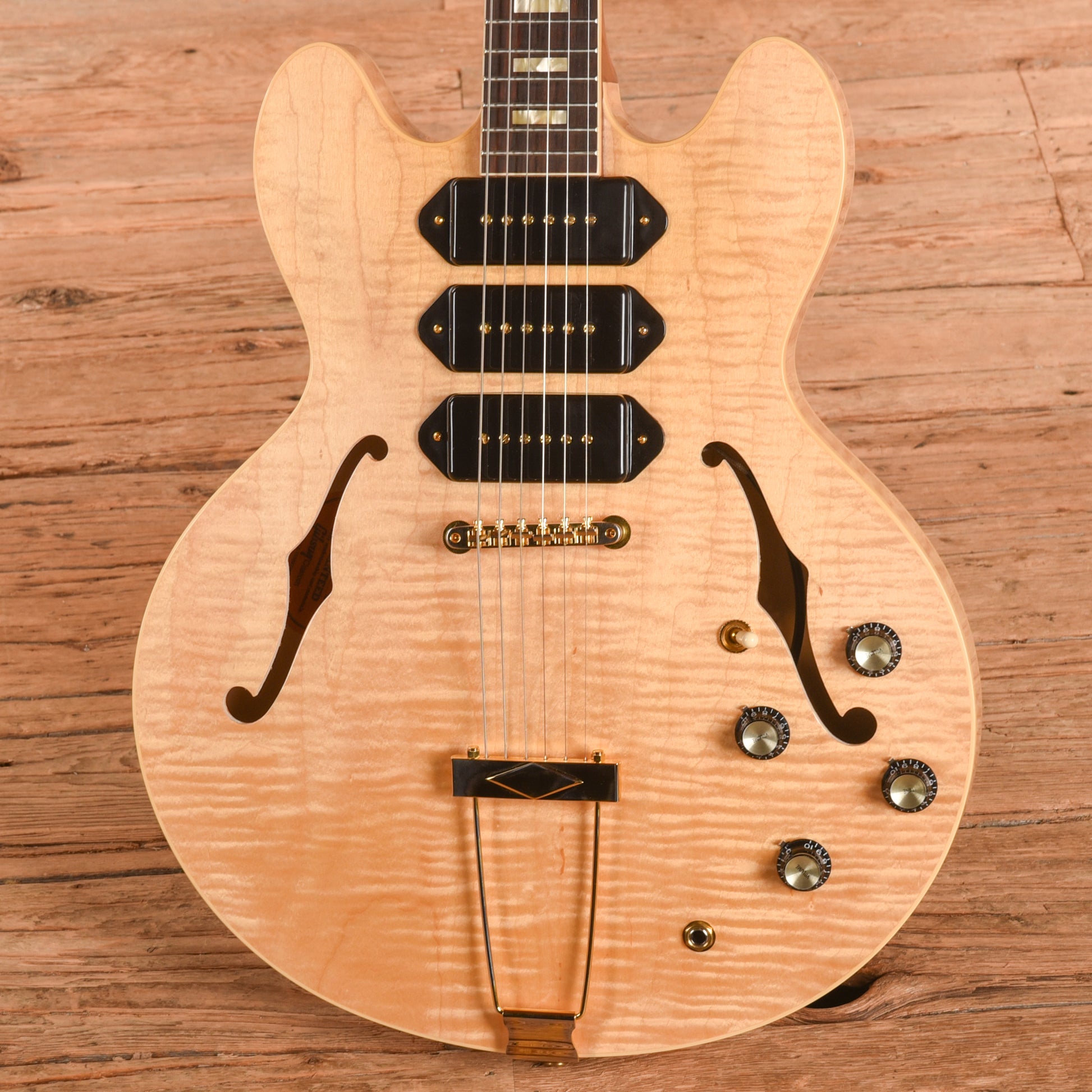 Gibson Custom 1964 ES-335 Semi-Hollow Triple P-90 Antique Natural 2021 Electric Guitars