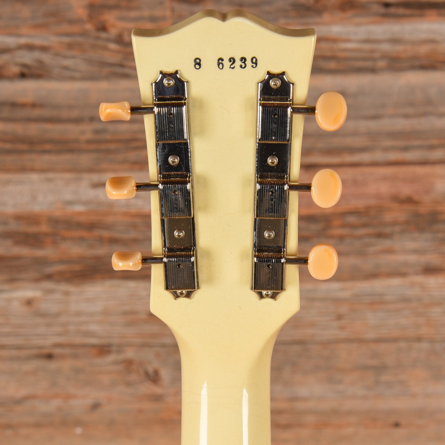 Gibson Custom Shop 1958 Les Paul Junior Double Cut Antique Antique White Murphy Lab Ultra Light Aged Electric Guitars