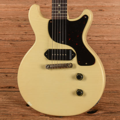 Gibson Custom Shop 1958 Les Paul Junior Double Cut Antique Antique White Murphy Lab Ultra Light Aged Electric Guitars