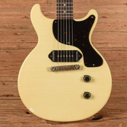 Gibson Custom Shop 1958 Les Paul Junior Double Cut Antique Antique White Murphy Lab Ultra Light Aged Electric Guitars