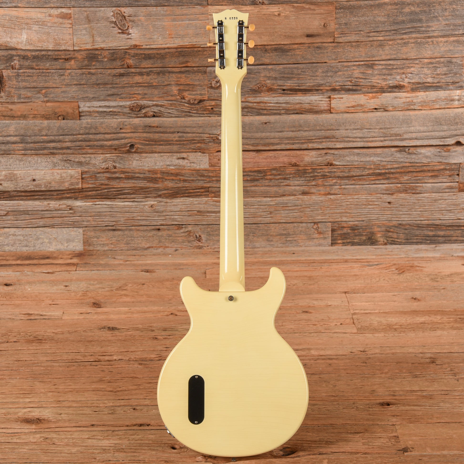 Gibson Custom Shop 1958 Les Paul Junior Double Cut Antique Antique White Murphy Lab Ultra Light Aged Electric Guitars