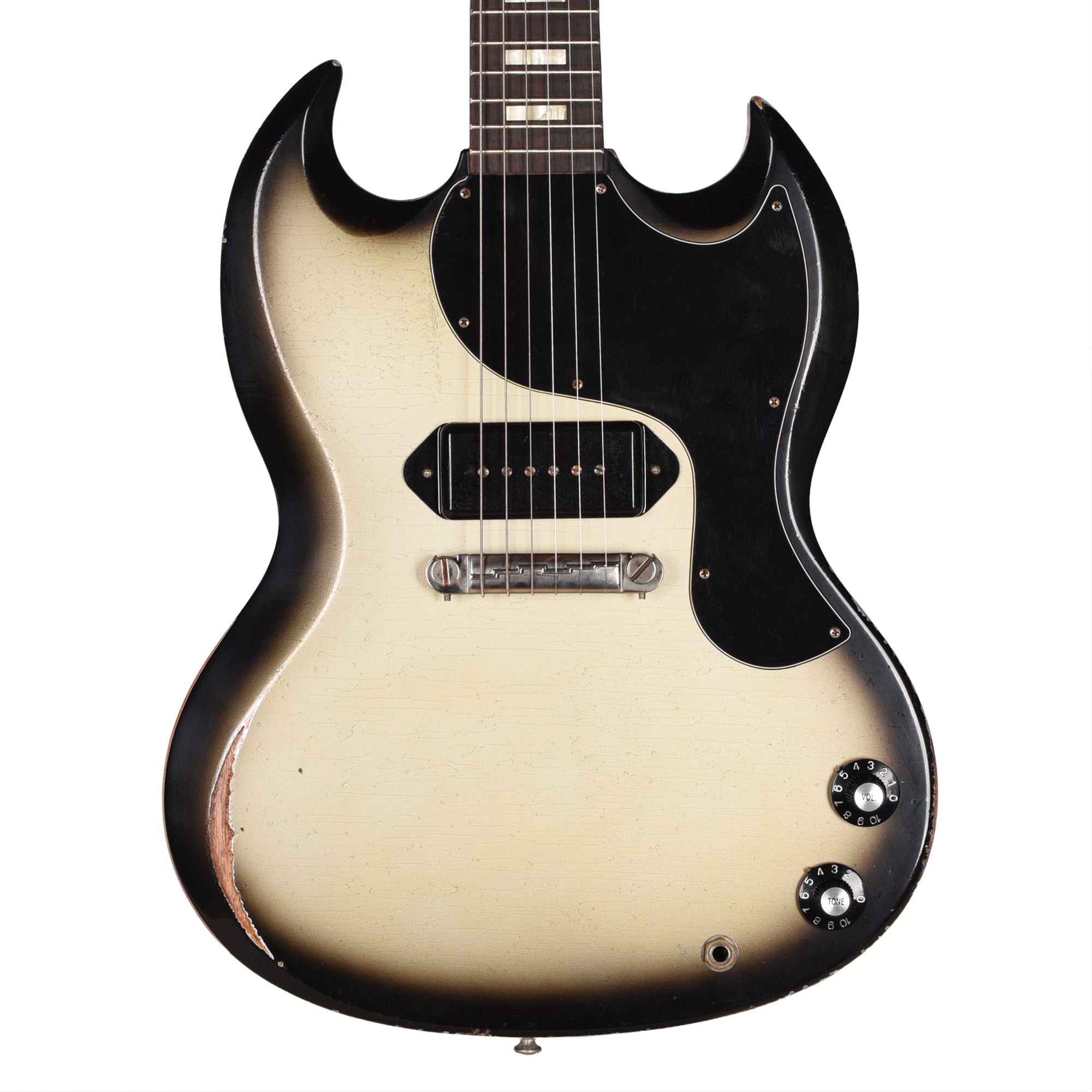 Gibson Custom Shop 1963 SG Junior Antique Silverburst Murphy Lab Heavy Aged Electric Guitars