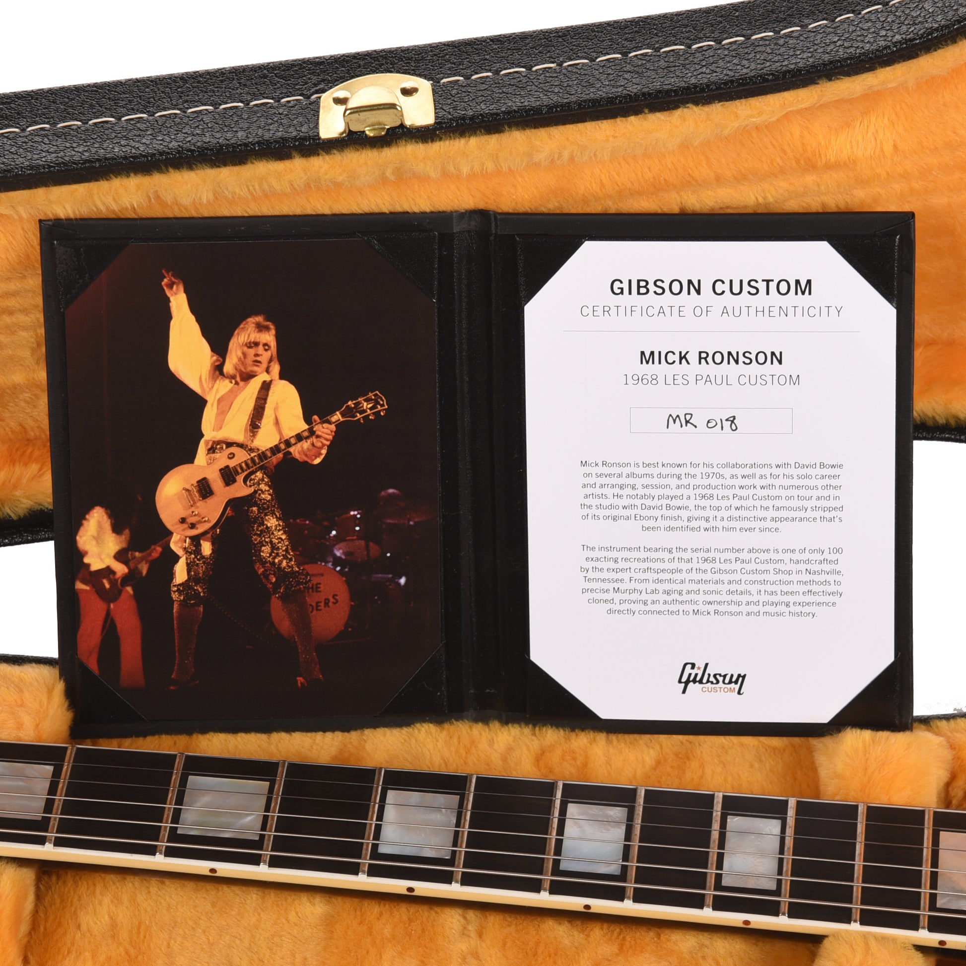 Gibson Custom Shop Artist Collector's Edition Mick Ronson 1968 Les Paul Custom Ebony/Antique Natural Murphy Lab Aged
