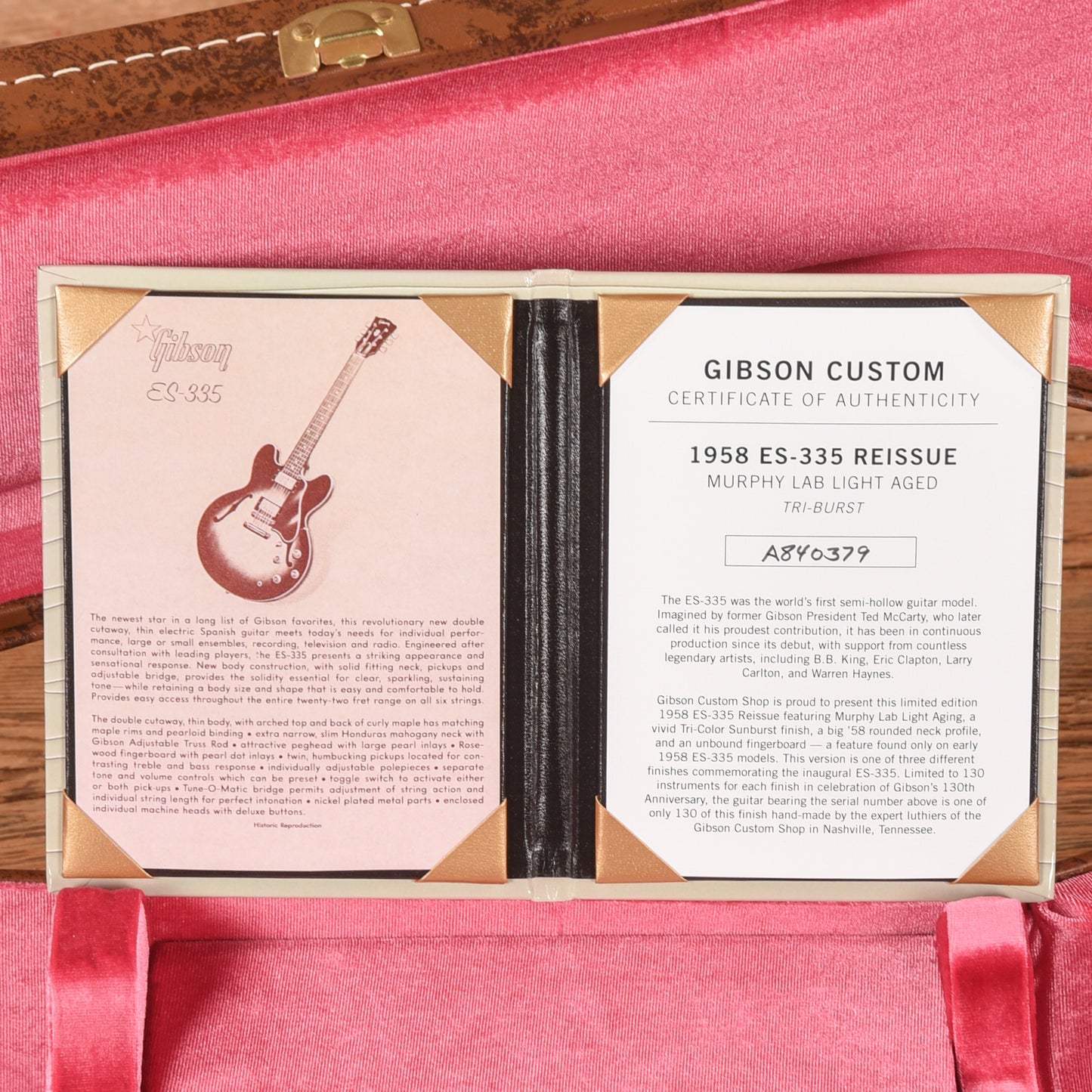 Gibson Custom Shop Murphy Lab 1958 ES-335 Reissue Light Aged Tri Burst 2024 Electric Guitars