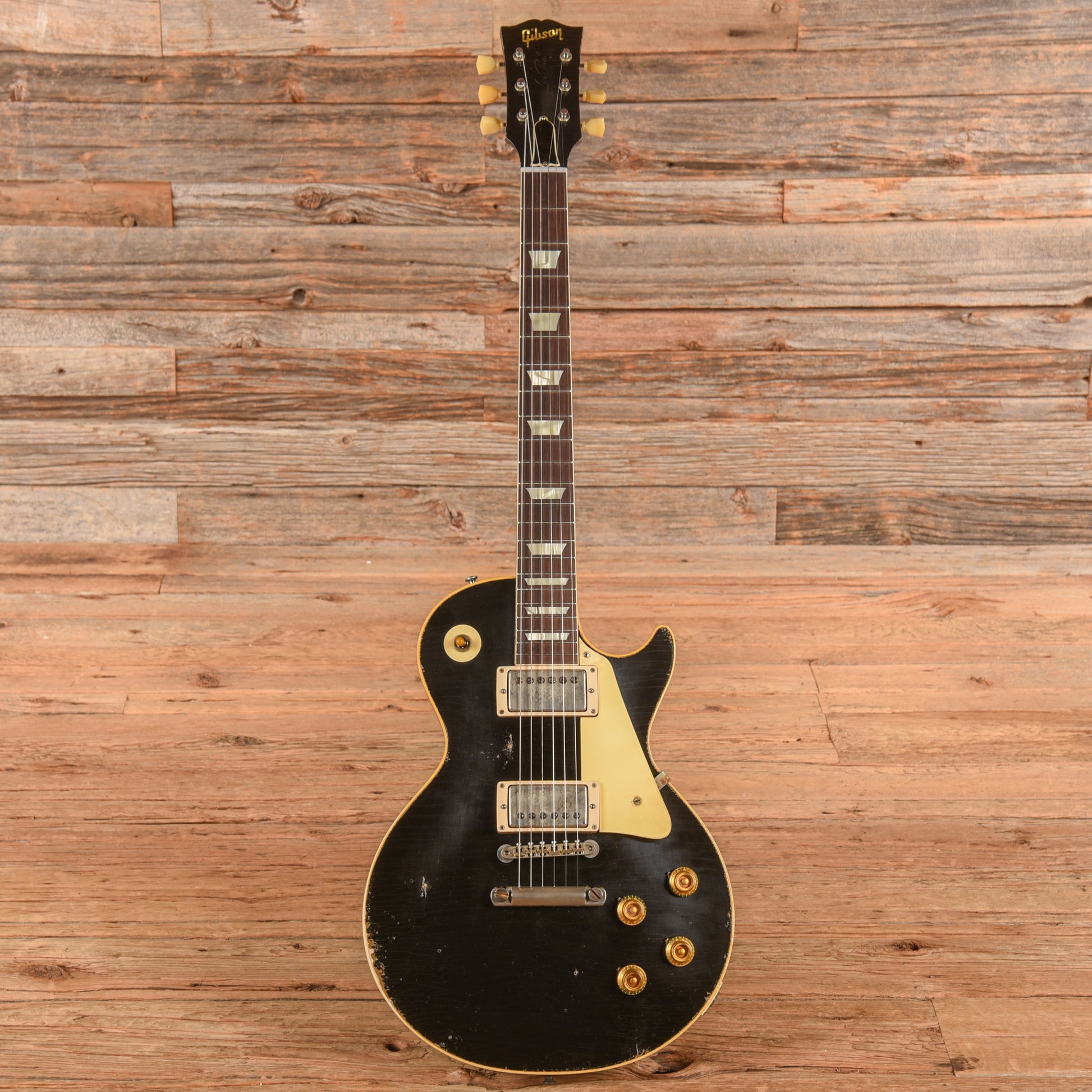 Gibson Murphy Lab '57 Les Paul Reissue Heavy Aged Ebony over Gold Electric Guitars